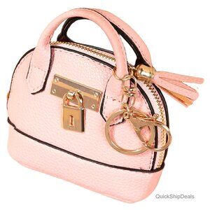 Mini Tote Bag Keychain Coin Purse PU Leather Small Change Wallet